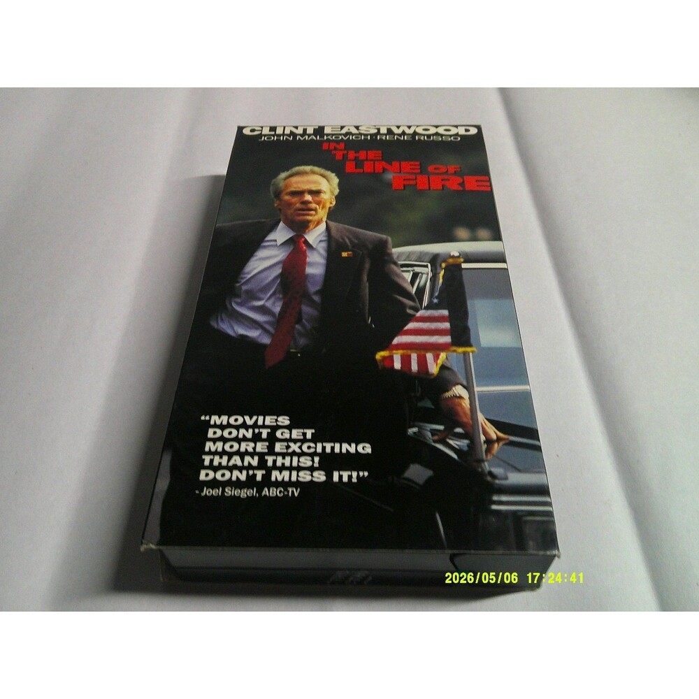 In The Line Of Fire VHS Clint Eastwood John Malkovich Rene Russo 1993 Columbia